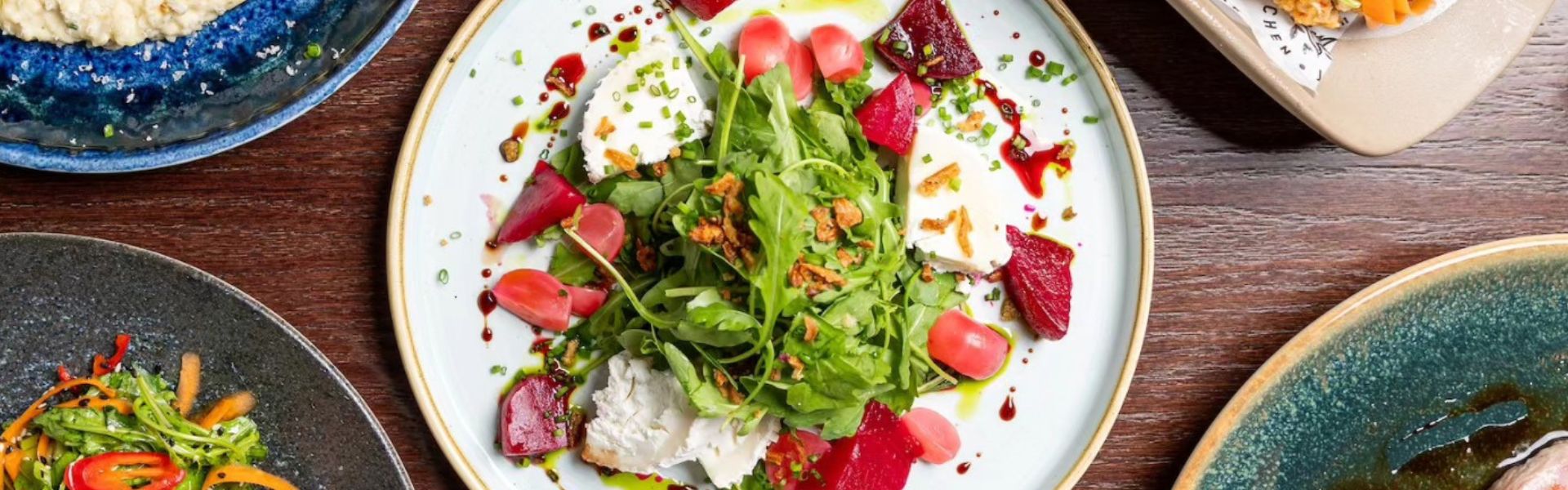 A plate of colourful food.